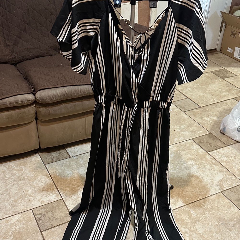 Striped Black and White Jumpsuit